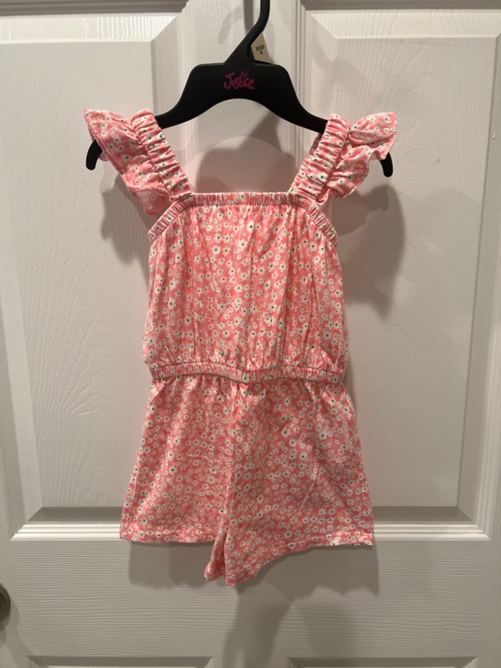 Old Navy Pink Floral Ruffle-Shoulder Romper
